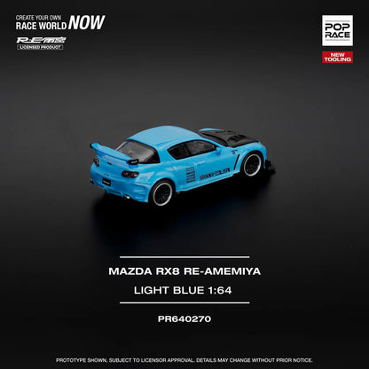 (PRE-0RDER 2025) POPRACE 1/64, MAZDA RX-8 RE-AMEMIYA - LIGHT BLUE