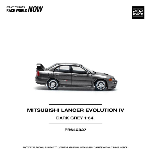 POPRACE 1/64, MITSUBISHI LANCER EVOLUTION IV DARK GREY, PR640327