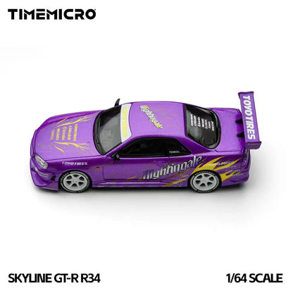 Nissan Skyline GT-R R34 “Drifting Flames” Purple TimeMicro 1:64 TM800506