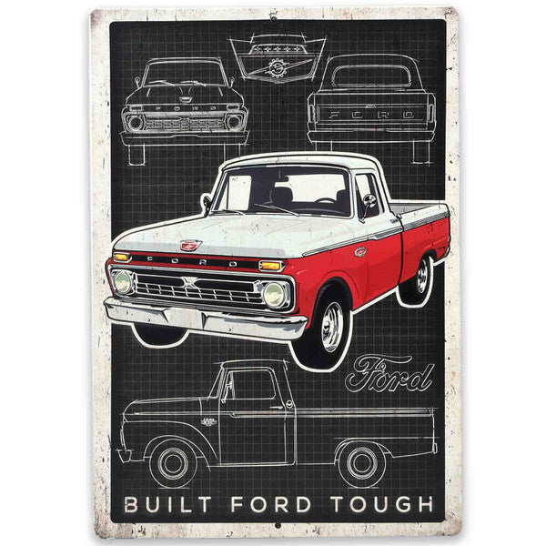 Ford Truck Schematic Metal Sign