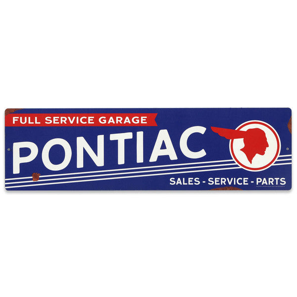 GM Pontiac Full Service Garage Billboard Metal Sign