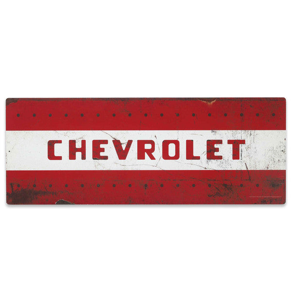 Chevrolet Red &amp; White Striped Tailgate Metal Sign