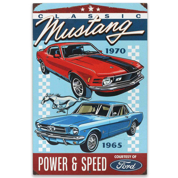 Ford Mustang Classic Power &amp; Speed Metal Sign