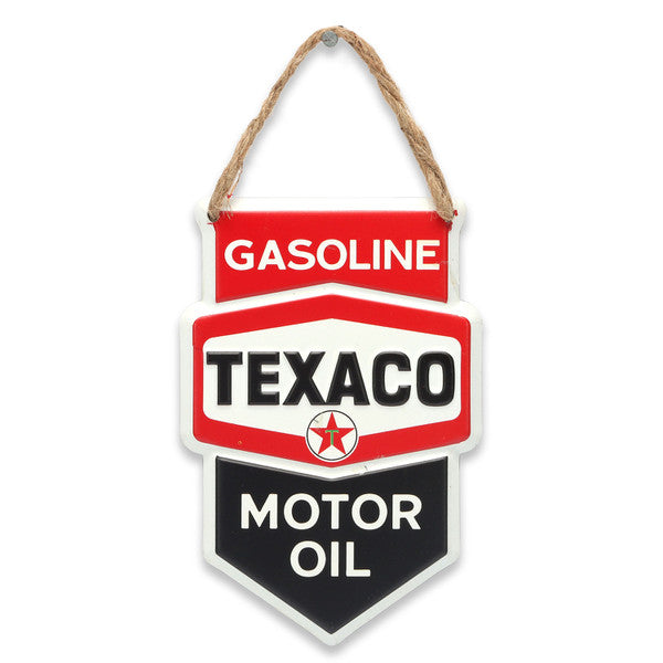 Texaco Motor Oil Shield Hanging Metal Sign