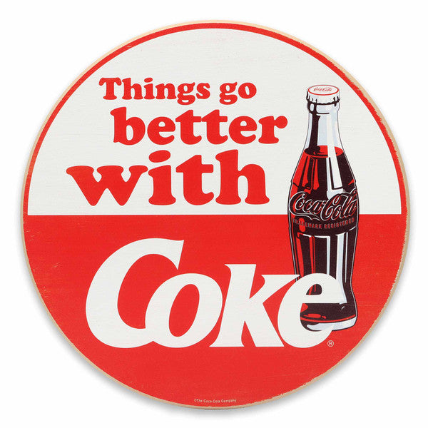 Coca-Cola Things Go Better with Coke Round Wood Wall Decor