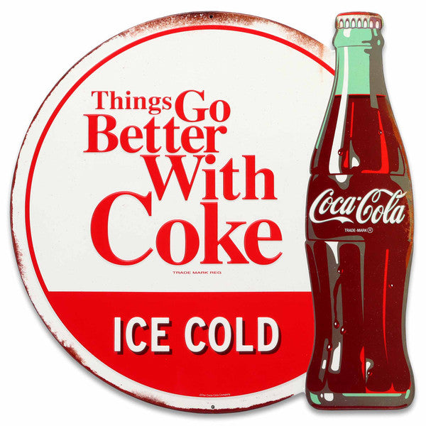 Coca-Cola Things Go Better Round Metal Sign