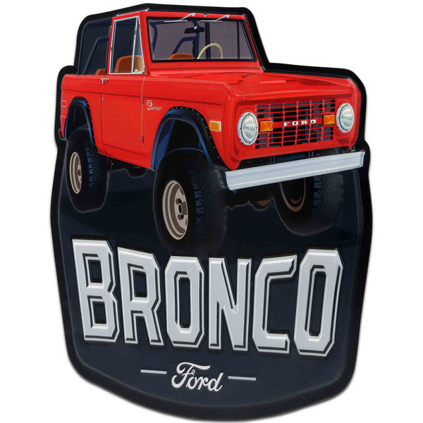 Ford Red Bronco Metal Sign
