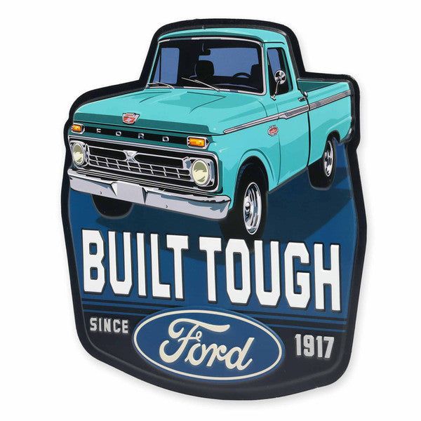 Ford Built Tough Since 1917 Teal Truck Metal Sign