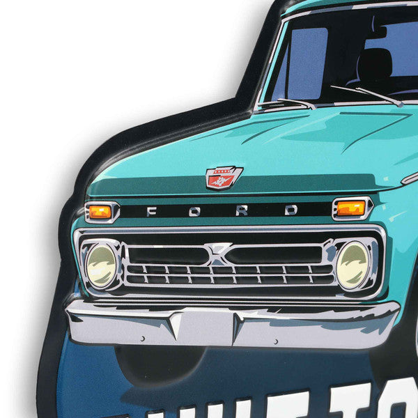 Ford Built Tough Since 1917 Teal Truck Metal Sign