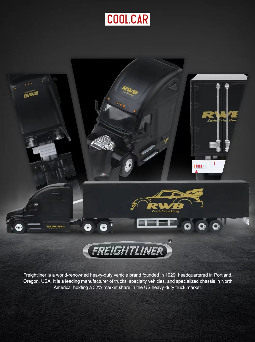 CoolCar 1/64 - Freightliner Container Truck- RWB CC800114