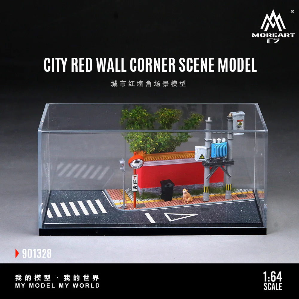 Coin de rue urbain avec mur rouge MoreArt 1:64 MO901328