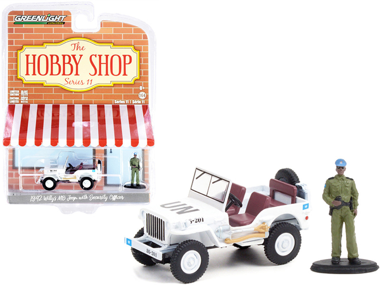 1942 Willys MB Jeep UN "United Nations" with Security Officer Figurine, The Hobby Shop Series 11