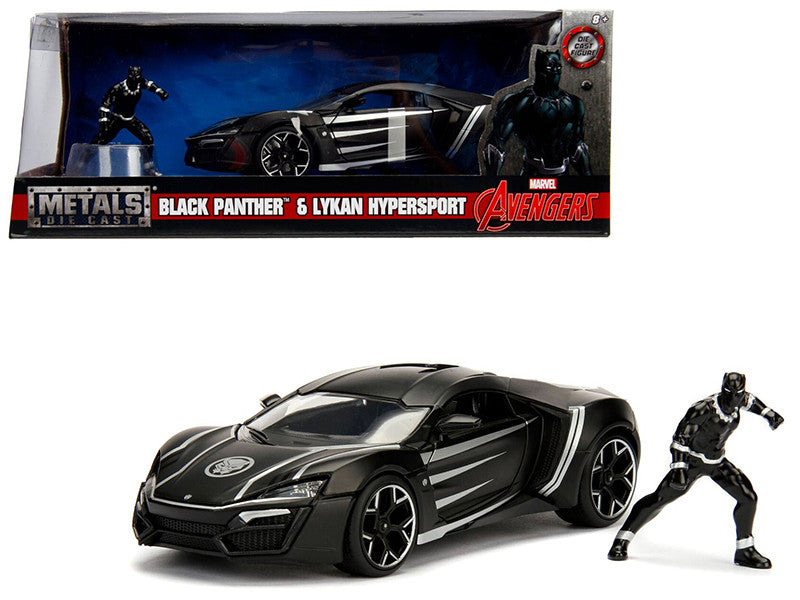 Lykan Hypersport Black with Black Panther Diecast Figurine "Avengers"