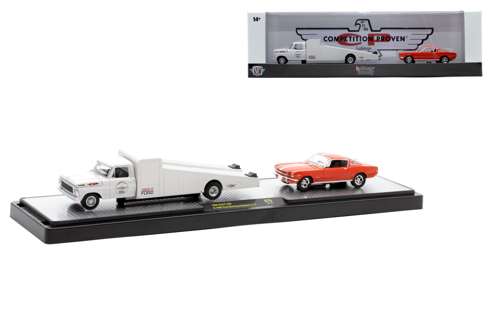 Auto-Haulers Release 76-1969 Ford F-350 in White and 1965 Ford Mustang Fastback 2+2