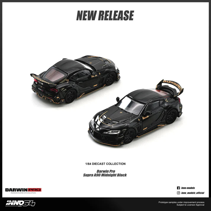 (PRE-ORDER 2026) DarwinPRO Toyota Supra A90 noir lustré – INNO64 1:64 IN64-A90DP-GBLACK