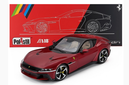 POLISTIL - 1/18 - FERRARI - 12CILINDRI 2024 - WITH SHOWCASE - NUMBERED ONE BY ONE - ROSSO IMOLA - RED MET