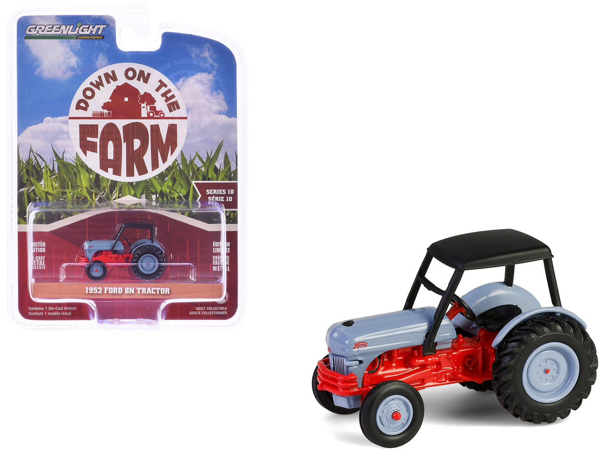 1952 Ford 8N Tractor Red and Gray with Black Canopy