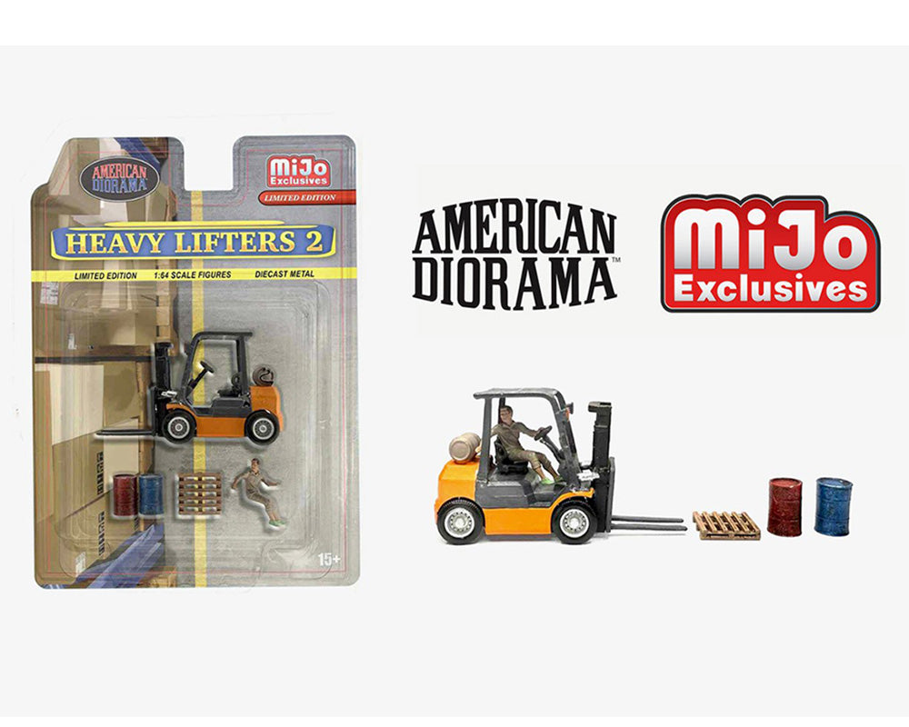 American Diorama 1/64-Heavy Lifters Forklift Set II AD-2434MJ