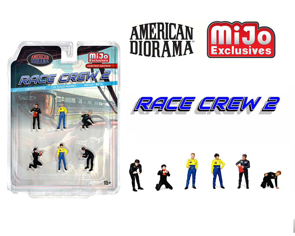 American Diorama 1:64 Race Crew II – Ensemble de 6 figurines – MiJo Exclusives – Édition limitée AD-2438MJ