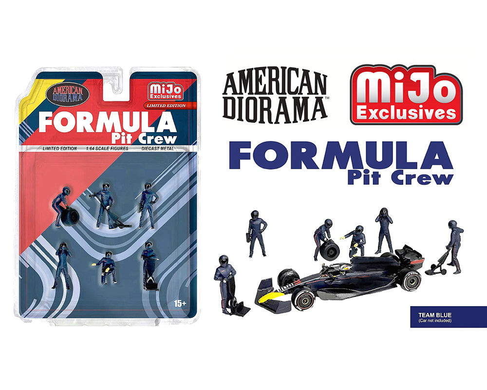 American Diorama 1:64 Formula Pit Crew – Équipe bleue – MiJo Exclusives – AD-2442MJ