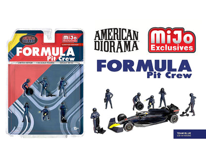 American Diorama 1:64 Formula Pit Crew – Équipe bleue – MiJo Exclusives – AD-2442MJ
