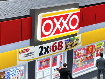 (PRE-ORDER 2026/2027) American Diorama 1:64 OXXO Convenience Store – USB LED Light – AD-64570