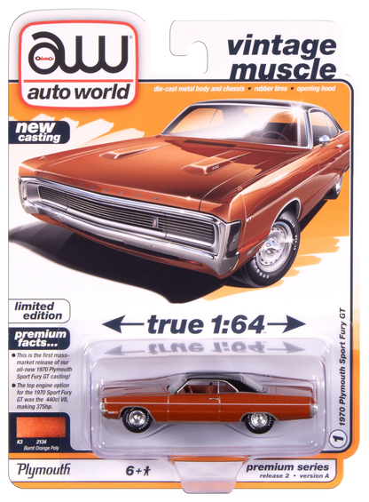 Auto World-1970 Plymouth Sport Fury (Burnt Orange Poly) (AWSP192-A)
