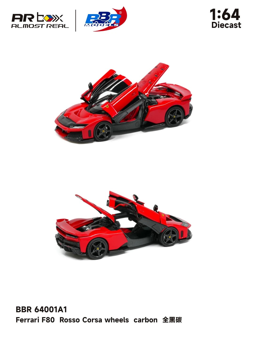 (PRE-ORDER 2027) BBR x Almost Real 1:64 Ferrari F80 – Rouge Corsa – Jantes en carbone – Édition exclusive CTE Shanghai 2026 – BBR64001A1
