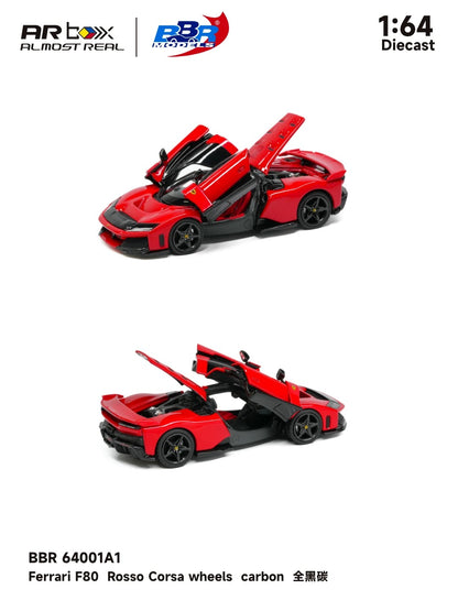 (PRE-ORDER 2027) BBR x Almost Real 1:64 Ferrari F80 – Rouge Corsa – Jantes en carbone – Édition exclusive CTE Shanghai 2026 – BBR64001A1