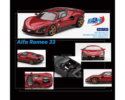(PRE-ORDER 2027) BBR Models 1:64 Alfa Romeo 33 Stradale – Rosso Villa d’Este – BBRDIE6427