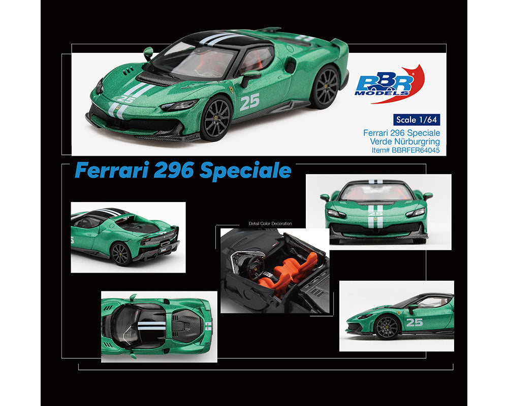 (PRE-ORDER 2027) BBR Models 1:64 Ferrari 296 Speciale – Verde Nürburgring – BBRFER64045