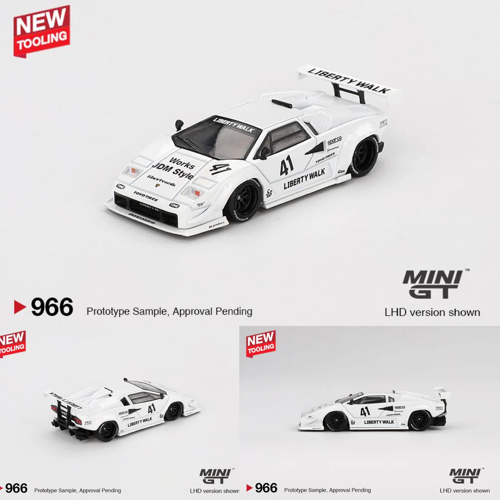 (2 par client-limit 2 per customer) Mini GT- Lamborghini Countach LB-WORKS White 2024 Tokyo Auto Salon MGT00966-L