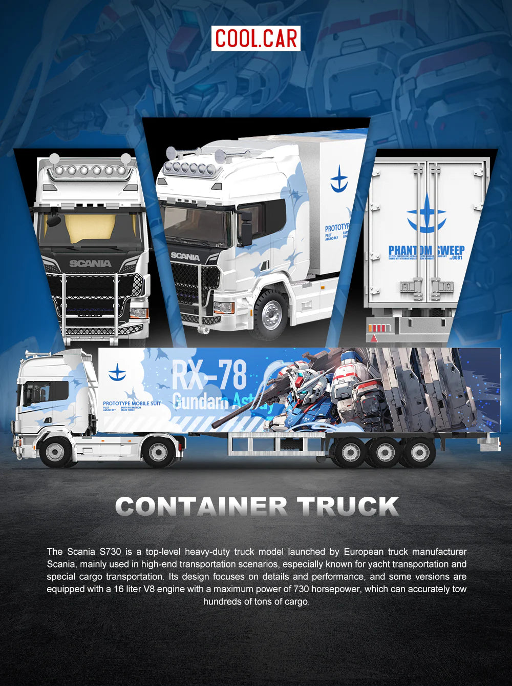 CoolCar 1/64 - Scania Container Truck RX-78 Mecha Livery - CC644021