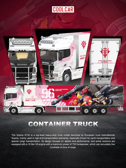 CoolCar 1/64 - Scania Container Truck RX-78 Pink Mecha Livery - CC644023