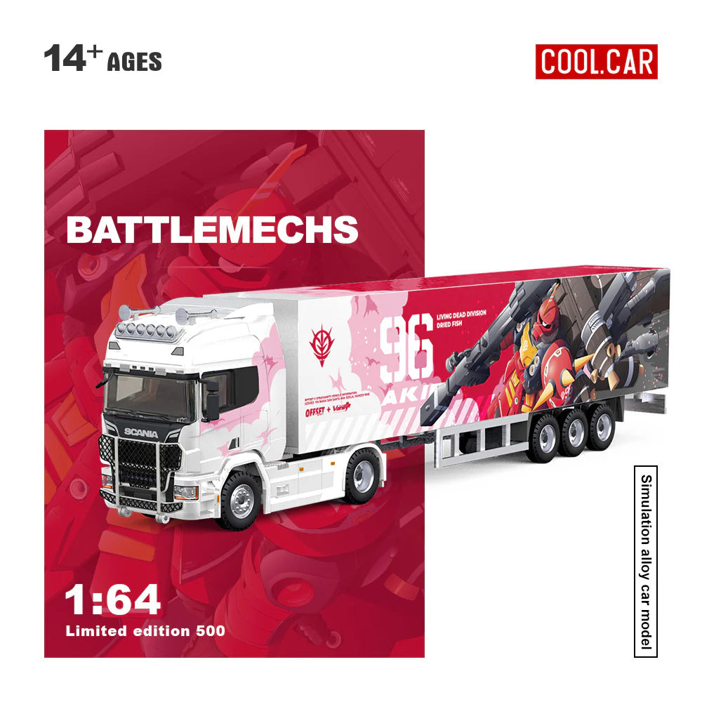 CoolCar 1/64 - Scania Container Truck RX-78 Pink Mecha Livery - CC644023