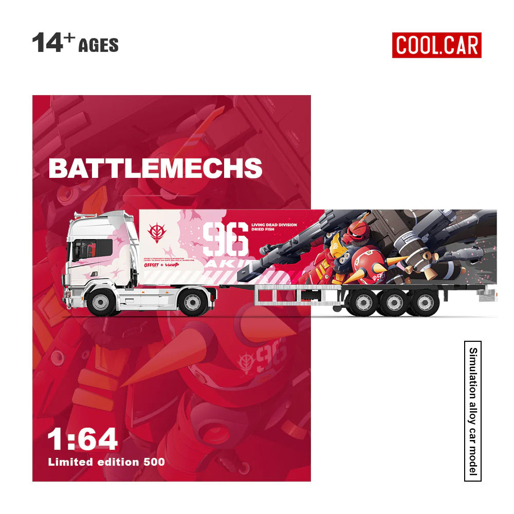 CoolCar 1/64 - Scania Container Truck RX-78 Pink Mecha Livery - CC644023