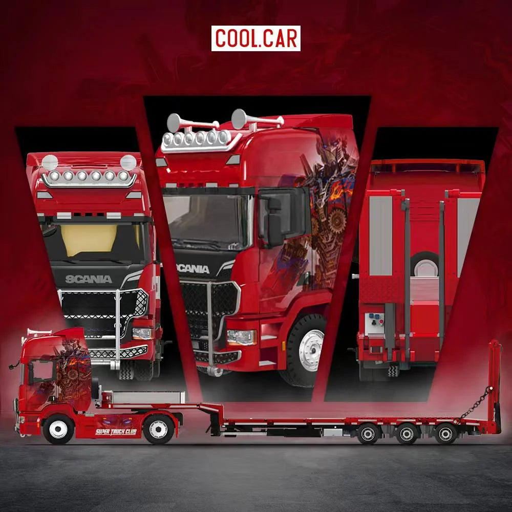 Camion Transporteur à Plateau Scania Optimus Prime Rouge 1:64 – Cool Car CC647504
