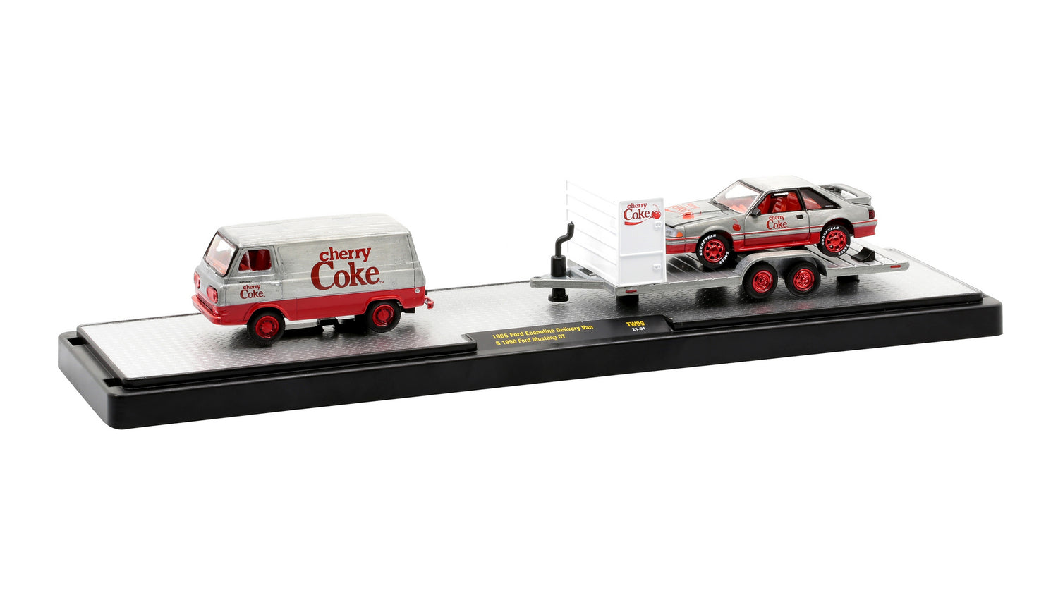 Super Chase Cars-Coca-Cola 1965 Ford Econoline Delivery Van &amp; 1990 Ford Mustang GT