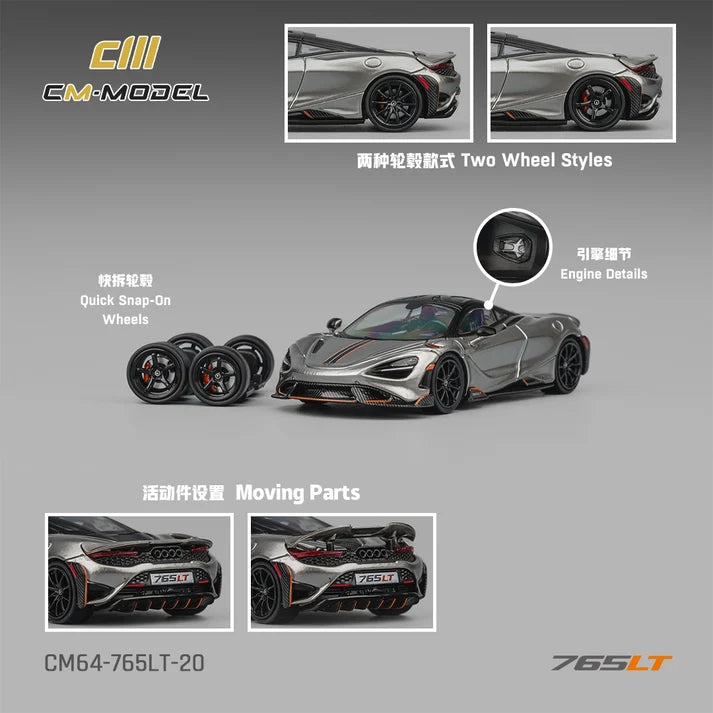 CM Model McLaren 765LT Gris Argent 1:64 CM64-765LT-20