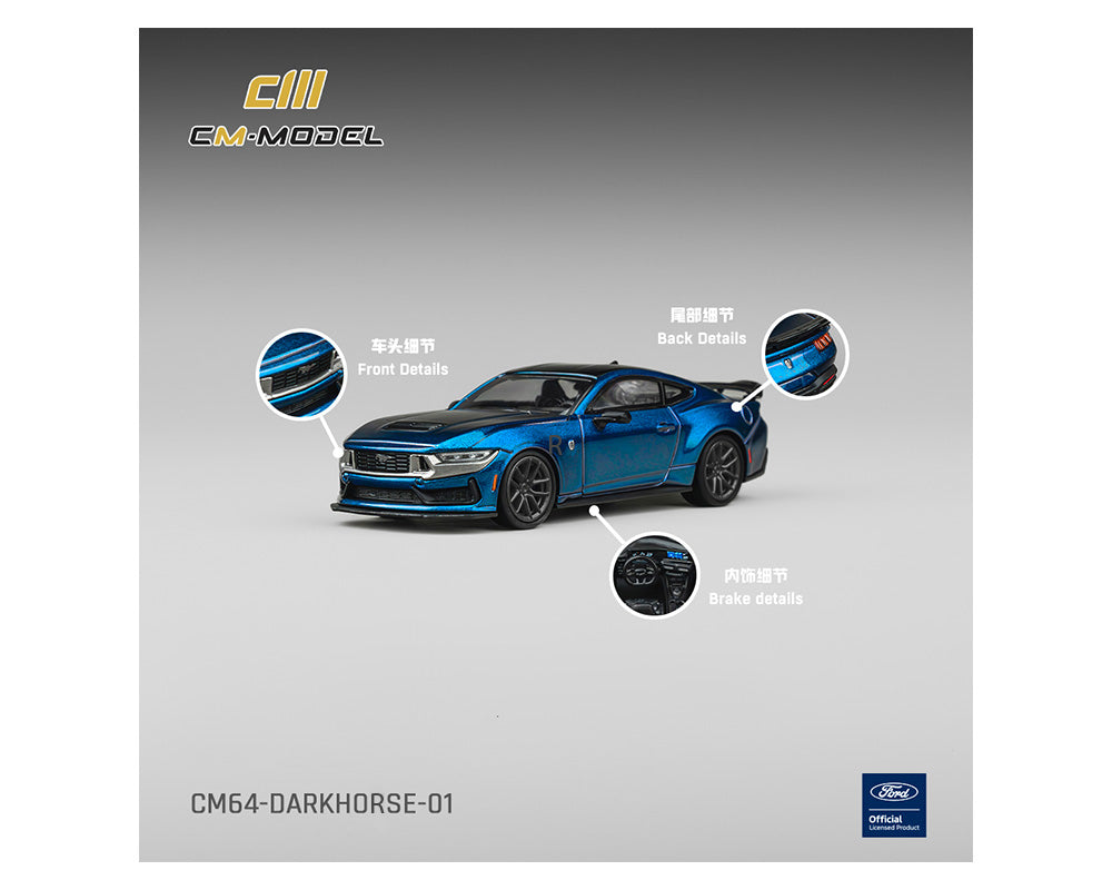 (PRE-ORDER 2026) CM Model 1/64- Ford Mustang Darkhorse – Ember Blue CM64-DARKHORSE-01