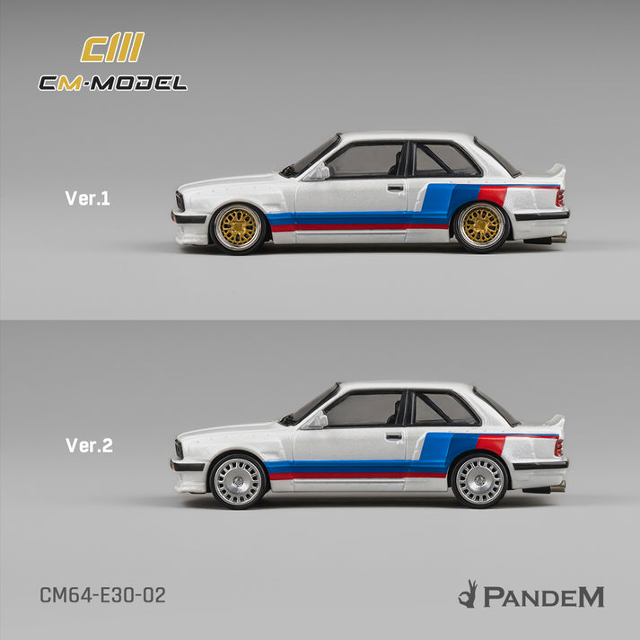 CM Model 1:64 BMW M3 E30 Pandem – Alpine White with M Tri-Stripes – CM64-E30-02