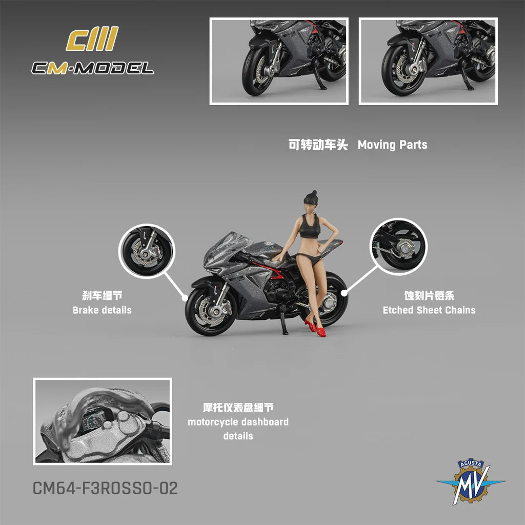 CM MODEL 1/64 - MV Agusta F3 Rosso Metallic Gray - CM64-F3Rosso-02