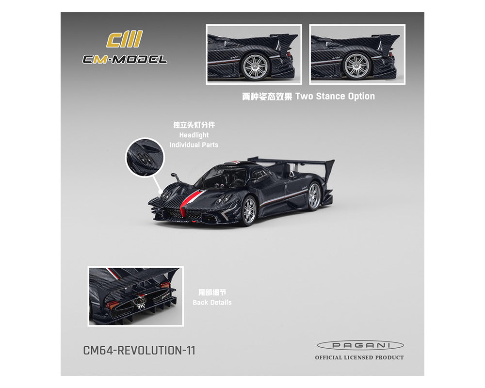 (PRE-ORDER 2026) Pagani Zonda Revolution fibre de carbone marine - CM Model 1:64 - CM64-REVOLUTION-11