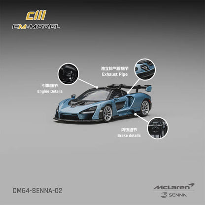 (PRE-ORDER 2026) McLaren Senna Ice Blue – CM Model 1:64 CM64-Senna-02