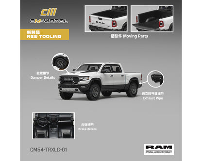 (PRE-ORDER 2026/2027) CM Model 1:64 2024 Dodge Ram 1500 TRX 6.2L Supercharged V8 – Final Edition Stellantis Diamond – White Crystal Pearl – Mijo Exclusives Limited Edition CM64-TRXLC-01MJ