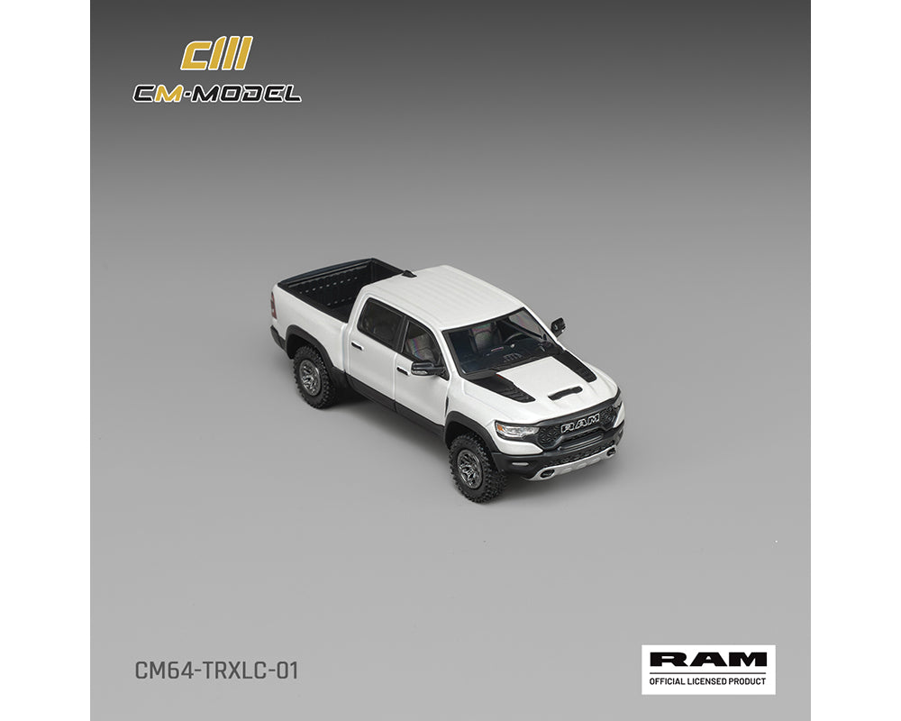 (PRE-ORDER 2026/2027) CM Model 1:64 2024 Dodge Ram 1500 TRX 6.2L Supercharged V8 – Final Edition Stellantis Diamond – White Crystal Pearl – Mijo Exclusives Limited Edition CM64-TRXLC-01MJ