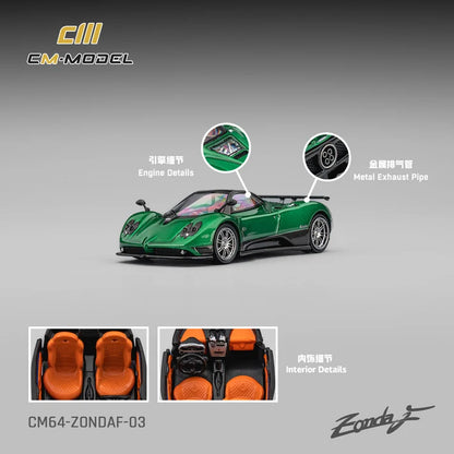 CM MODEL 1/64 Pagani ZondaF Metallic Emerald Green CM64-ZondaF-03