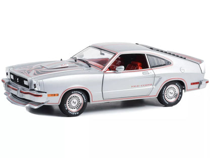 1978 Ford Mustang II King Cobra Silver Metallic with Red and Black Hood Stripes