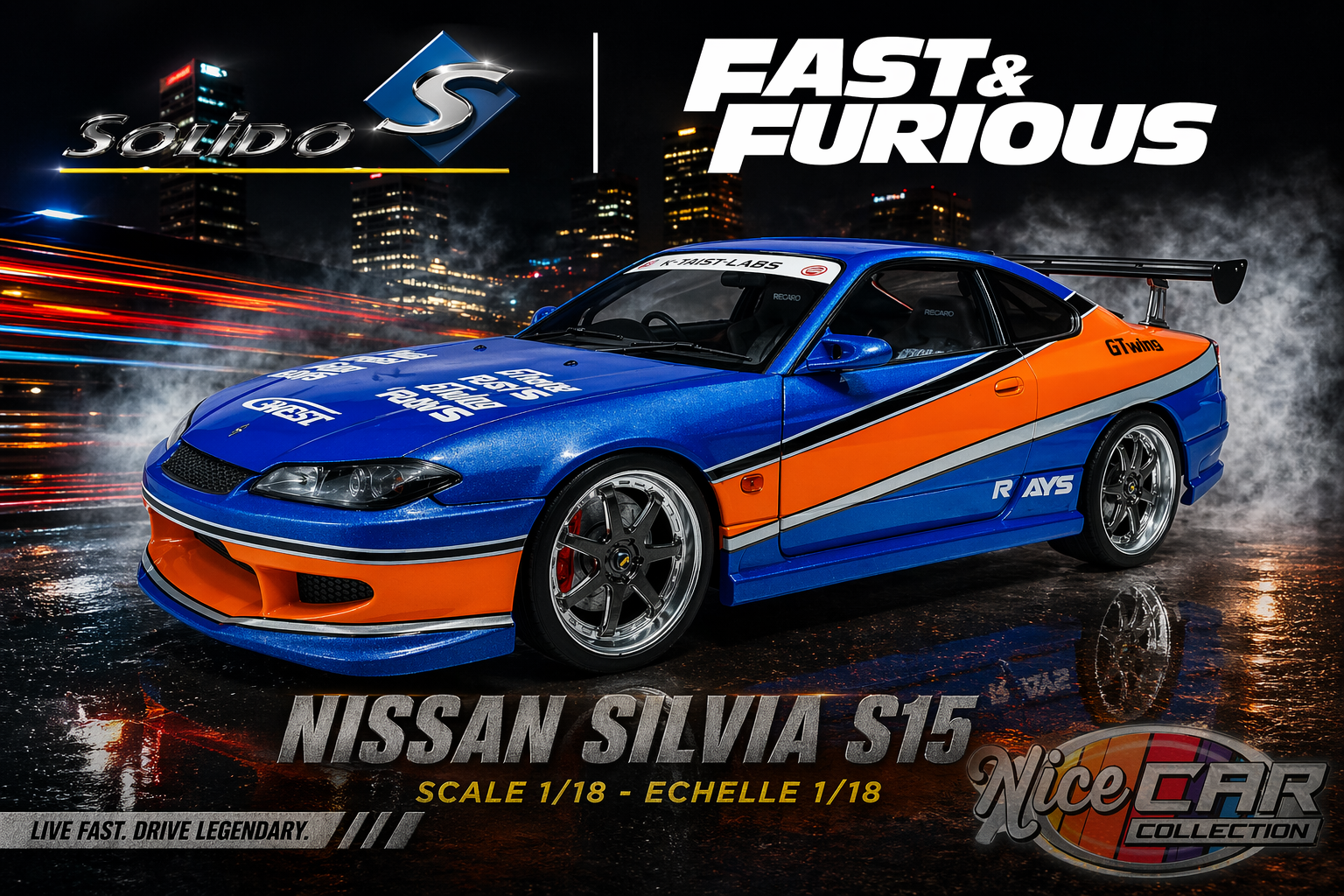 (PRE-ORDER 2026) SOLIDO 1/18 -Nissan Silvia S15 Spec S Tokyo Drift Mona Lisa "Fast and Furious"