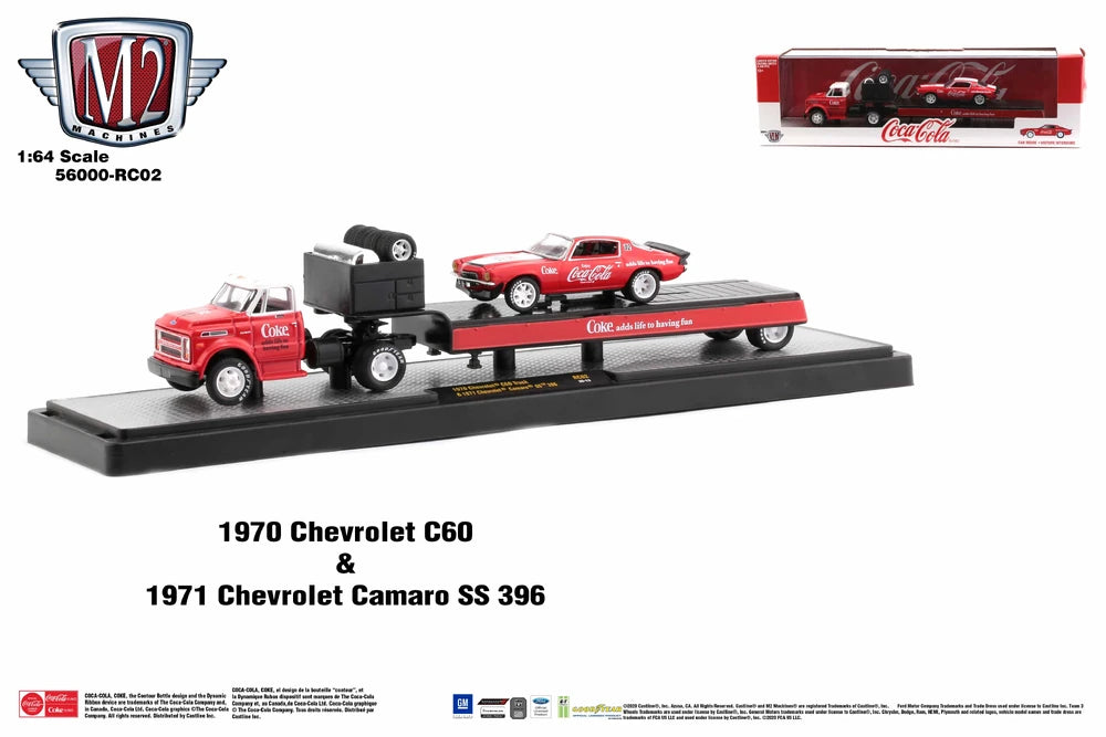 Coca-Cola-1970 Chevrolet C60 &amp; 1970 Chevrolet Camaro SS 396 (M2 Machines Auto-Haulers 56000-RCO2)
